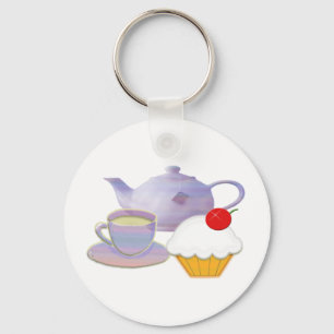 Teatime und Kirschkuchenkunstgeschenke Schlüsselanhänger