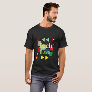 Tec-Boss-Zitat mit farbenprächtigem Abstraktem Hin T-Shirt