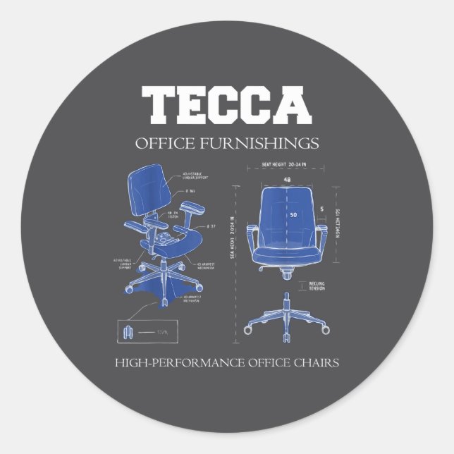 Tecca Office Furnishings - High Performance Chairs Runder Aufkleber (Vorderseite)