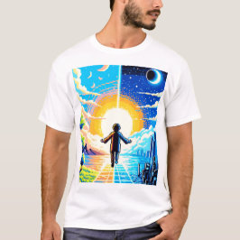 Tech and Nature Harmony - 8-Bit Pixel Art T-Shirt