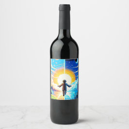 Tech and Nature Harmony - 8-Bit Pixel Art Weinetikett