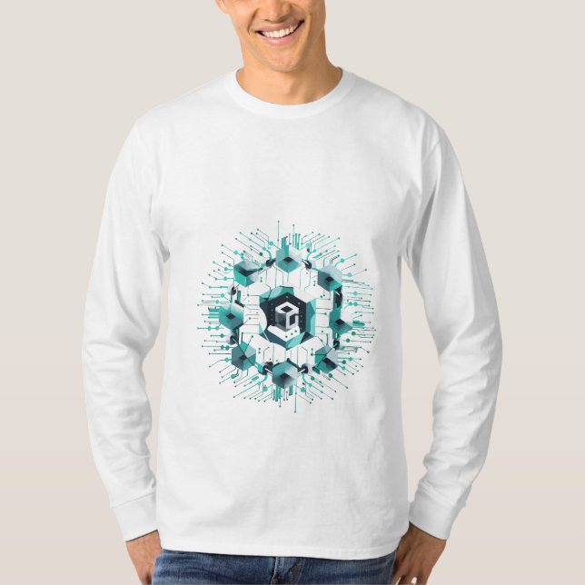 Tech Blockchain Hexagon Long Sleeve Shirt (Vorderseite)