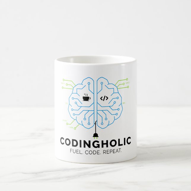 Tech Brain Coding Tasse für Programmierer & Coder (Mittel)