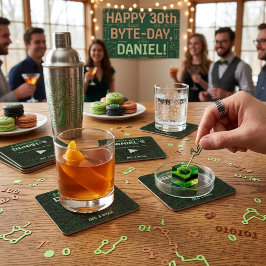 Tech Code Party Trinkuntersetzer Rechteckiger Pappuntersetzer