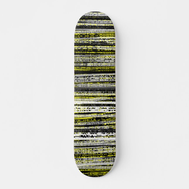 Tech Decode - Schwarz und Weiß auf Gelb Skateboard (Vorne)