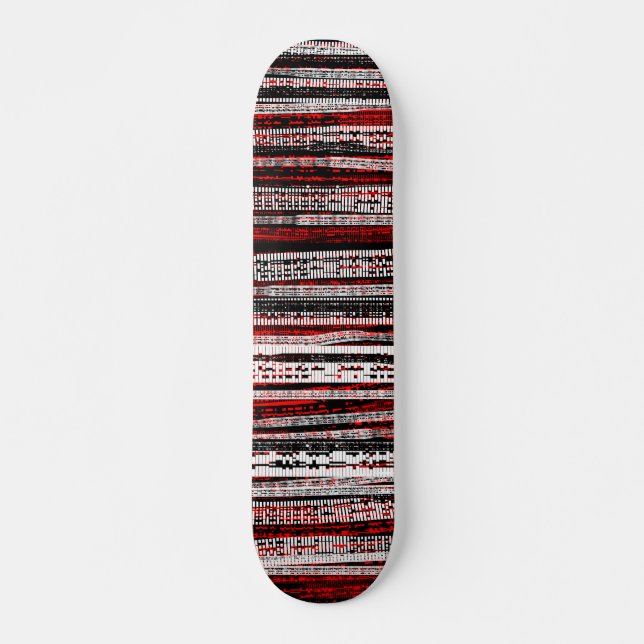 Tech Decode - Schwarz und Weiß auf Rot Skateboard (Vorne)