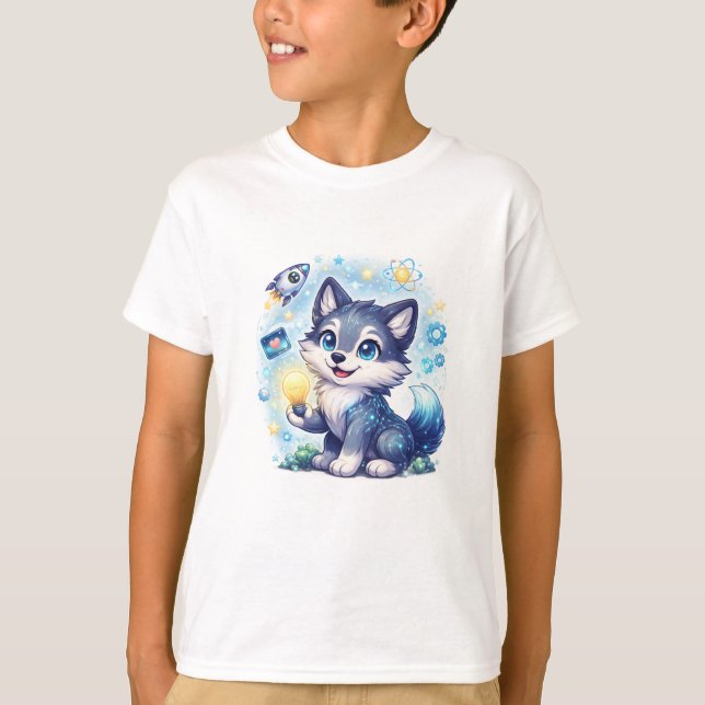 Tech-Den Kid Friendly Wolf T-Shirt (Vorderseite)