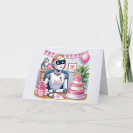 Tech Girls Sparkle STEM Robot Geburtstagskarte Karte