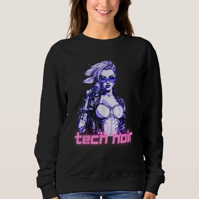 Tech-Noir-Cyberpunk-Mädchen Sweatshirt (Vorderseite)