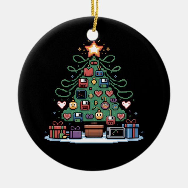 Tech Programming Retro Gaming Weihnachtsbaum Geek Keramik Ornament (Vorne)
