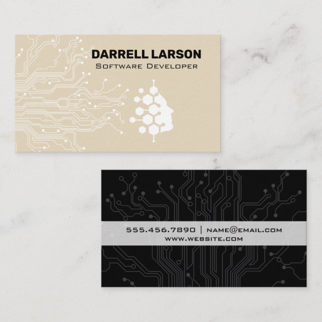 Tech-Schalttafel | Bio-Tech-Logo Visitenkarte (Vorne/Hinten)