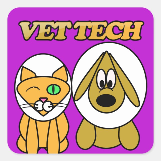 TECH-STICKER VON WWW.VETTECHSTUFF.COM QUADRATISCHER AUFKLEBER (Vorderseite)