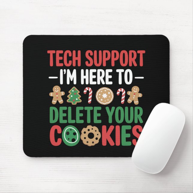 Tech Support Christmas Cookies Funny Work  Mousepad (Mit Mouse)
