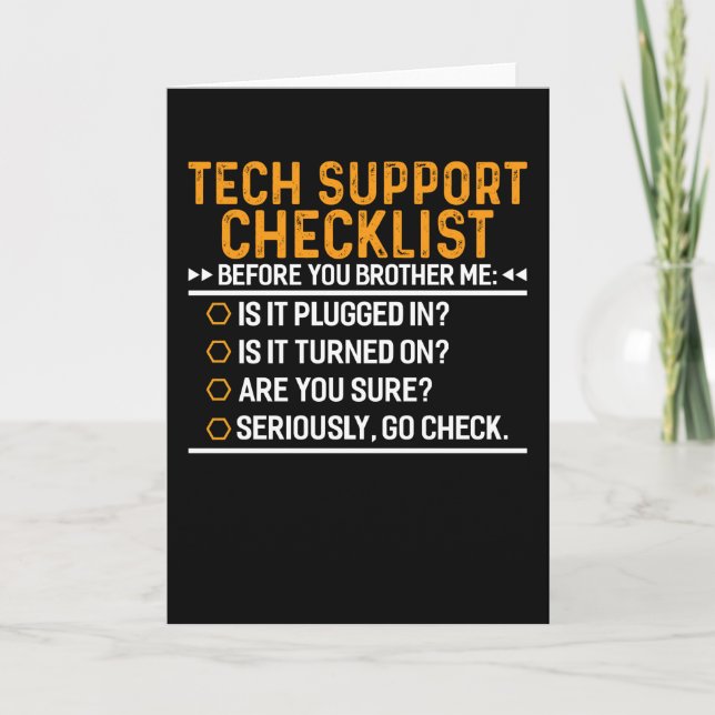 Tech Support Computer Geek Funny Techie Geschenkid Karte (Vorderseite)