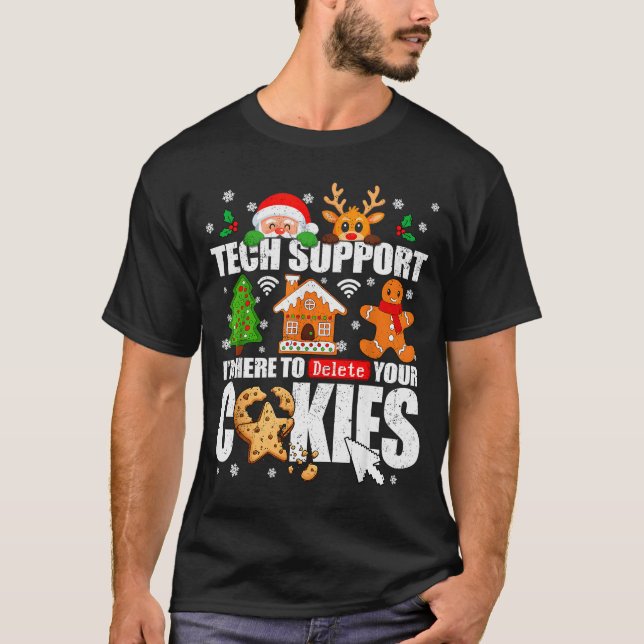 Tech Support Delete Your Cookies Men Ugly Christma T-Shirt (Vorderseite)