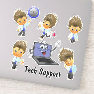 Tech Support Light Hair Custom Cut Vinyl Sticker