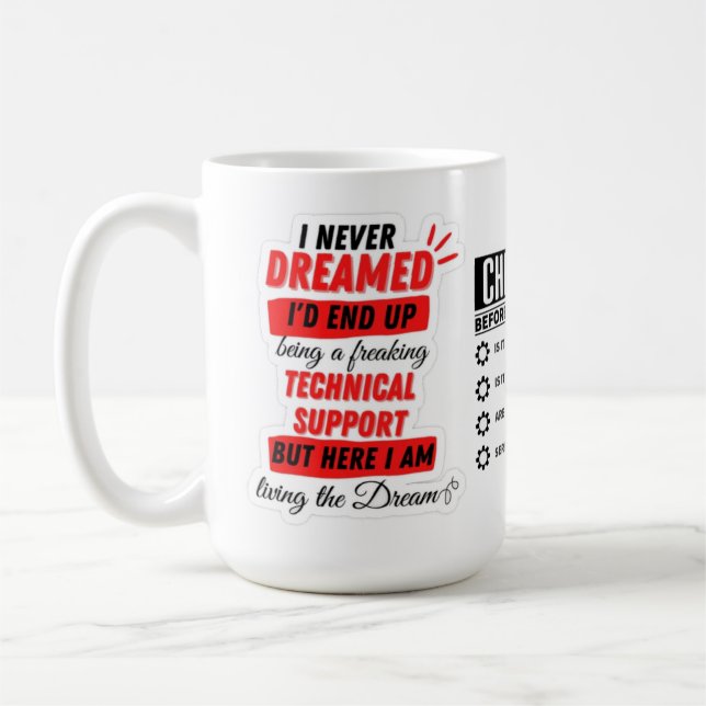 Tech support Mok checklist Kaffeetasse (Links)