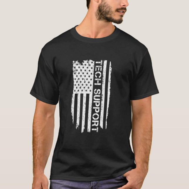 Tech-Support-Shirt, Amerikanische Flagge Shirts fü (Vorderseite)