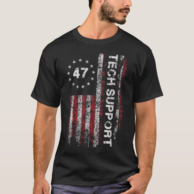 Tech-Support Us-Flagge Weißen Haus Tech-Support D. T-Shirt (Vorderseite)