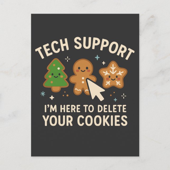 Tech-Support-Weihnachten-Cookies-Löschen-Süß Postkarte (Vorderseite)