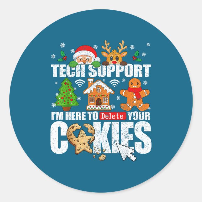 Tech Suprt Christmas Cookies Women Men Funny Chris Runder Aufkleber (Vorderseite)