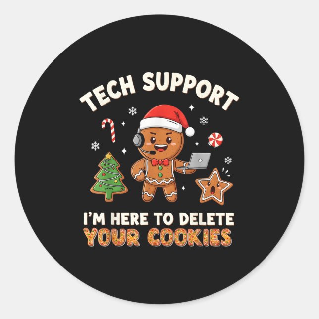 Tech Suprt Christmas Cookies Women Men Funny Chris Runder Aufkleber (Vorderseite)