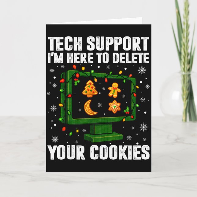 Tech Suprt Delete Your Cookies Men Ugly Christmas  Karte (Vorderseite)