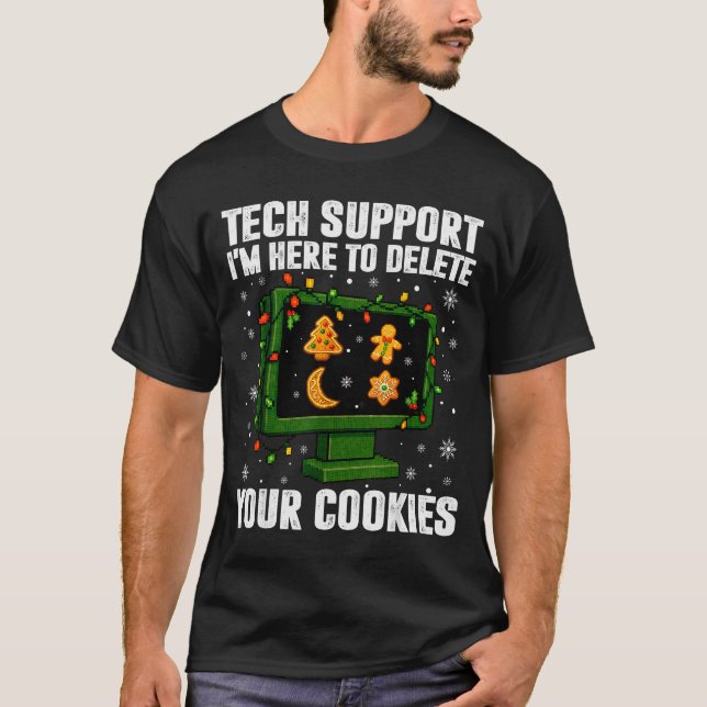 Tech Suprt Delete Your Cookies Men Ugly Christmas  T-Shirt (Vorderseite)