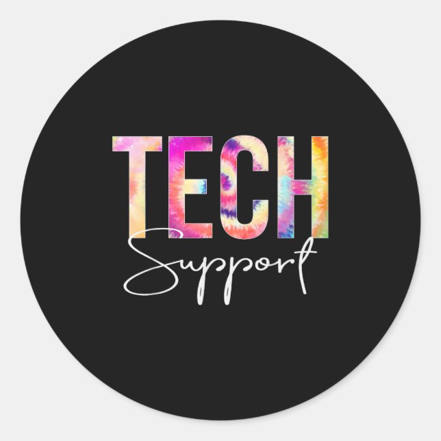 Tech Suprt Tie Dye Back To School Women Appreciati Runder Aufkleber (Vorderseite)