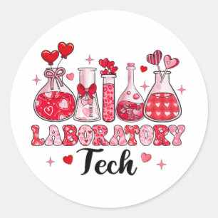 Tech Test Tube Leopard Herz Valentinstag Runder Aufkleber