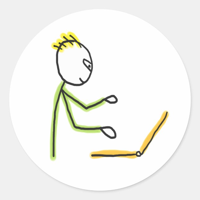 Tech-Typ Stickman Runder Aufkleber (Vorderseite)