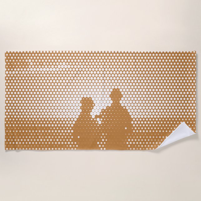 Tech White&Orange Halftone Effect Couple on Beach Strandtuch (Vorderseite)