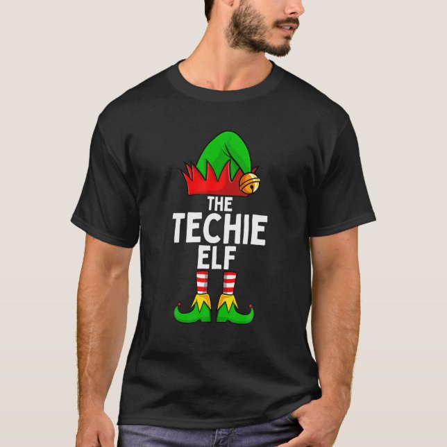 Techie Elf Matching Familie Weihnachten T-Shirt (Vorderseite)