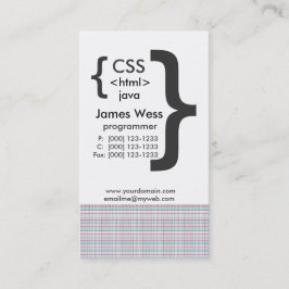 Techie Java CSS Computer-Netz-Programmierer Visitenkarte