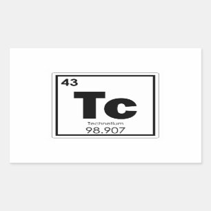 Technetium-Symbol für chemische Elemente Rechteckiger Aufkleber