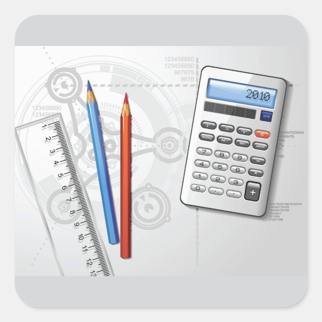 Technical Drawing Office Supplies Quadratischer Aufkleber (Vorderseite)
