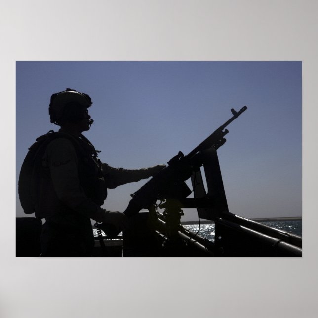 Technician manning an M240 machine gun in Iraq Poster (Vorne)