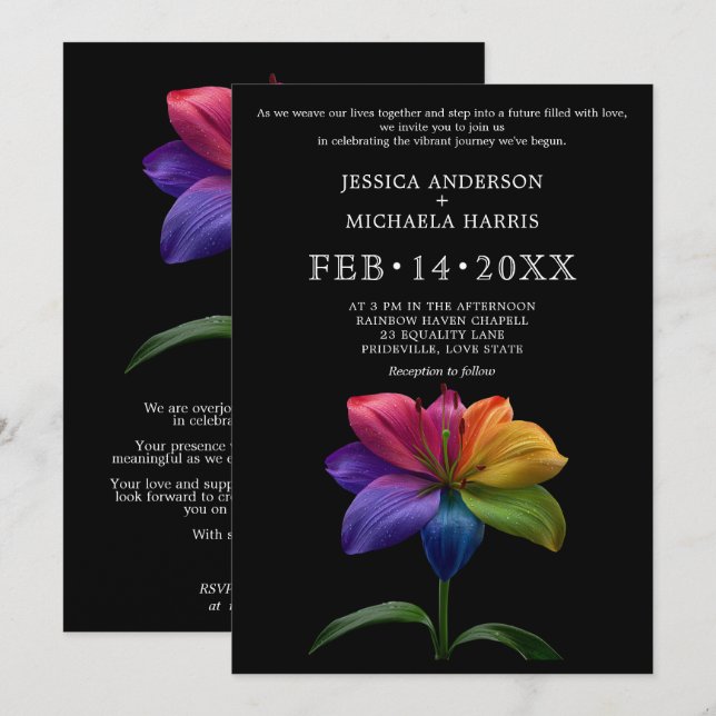 🌈 Technicolor Eheversprechen Hochzeit Einladung (Vorne/Hinten)