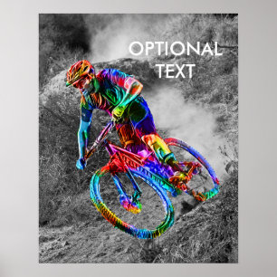 Technicolor Mountain Biker Reiten Poster