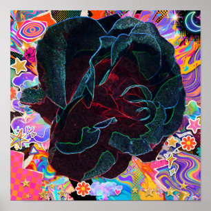 Technicolor Rose Petals Remix Neon-Rosen-Trippy- Poster