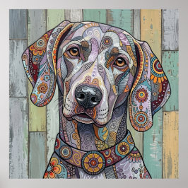 Technicolor Treue: Komplexe Muster-Hunde-Kunst Poster