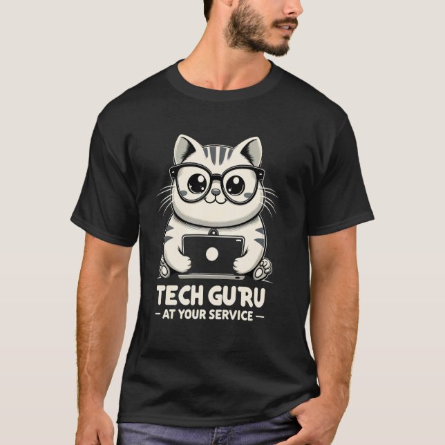 Technik-Guru zu Ihren Diensten lustiger Geek-Techn T-Shirt (Vorderseite)