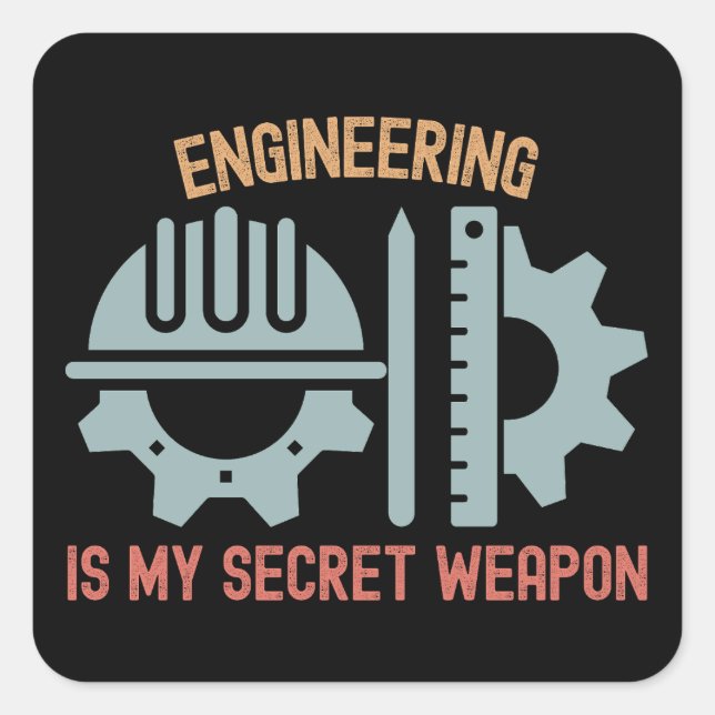 Technik ist meine Geheimwaffe Quadratischer Aufkleber (Vorderseite)