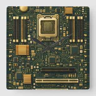 Technik-Mainboard-Wählscheibe Quadratische Wanduhr