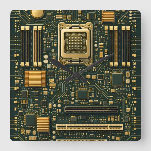 Technik-Mainboard-Wählscheibe Quadratische Wanduhr (Vorderseite)