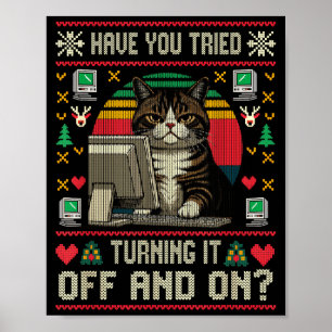 Technik unterstützt Katze Ingenieur Computer hässl Poster