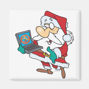 technikbegeisterter Weihnachtsmann mit Laptop Cart Magnet