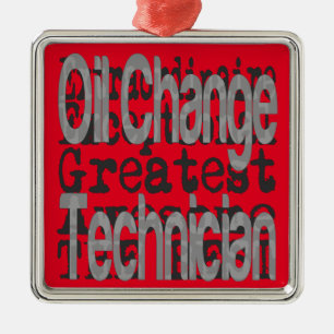 Techniker für Ölwechsel Silbernes Ornament