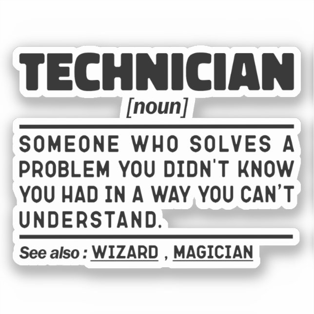Techniker Noun Definition Laboratory Cool Worker Aufkleber (Vorderseite)