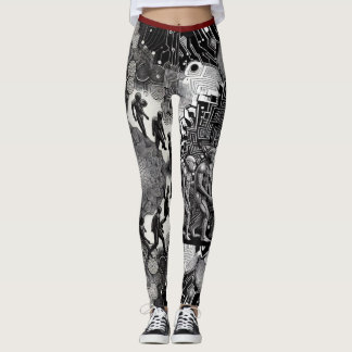 Technische Evolution: Futuristische Schwarz-Weiß-K Leggings